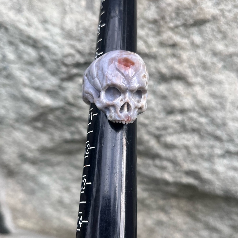 Ocean Jasper Skull Ring